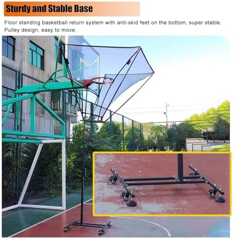 Automatic Basketball Return System - Effortless Ball Retrieval for Hoop Floor Standing & Rolling Net Catcher Ideal for Indoor & Outdoor Play