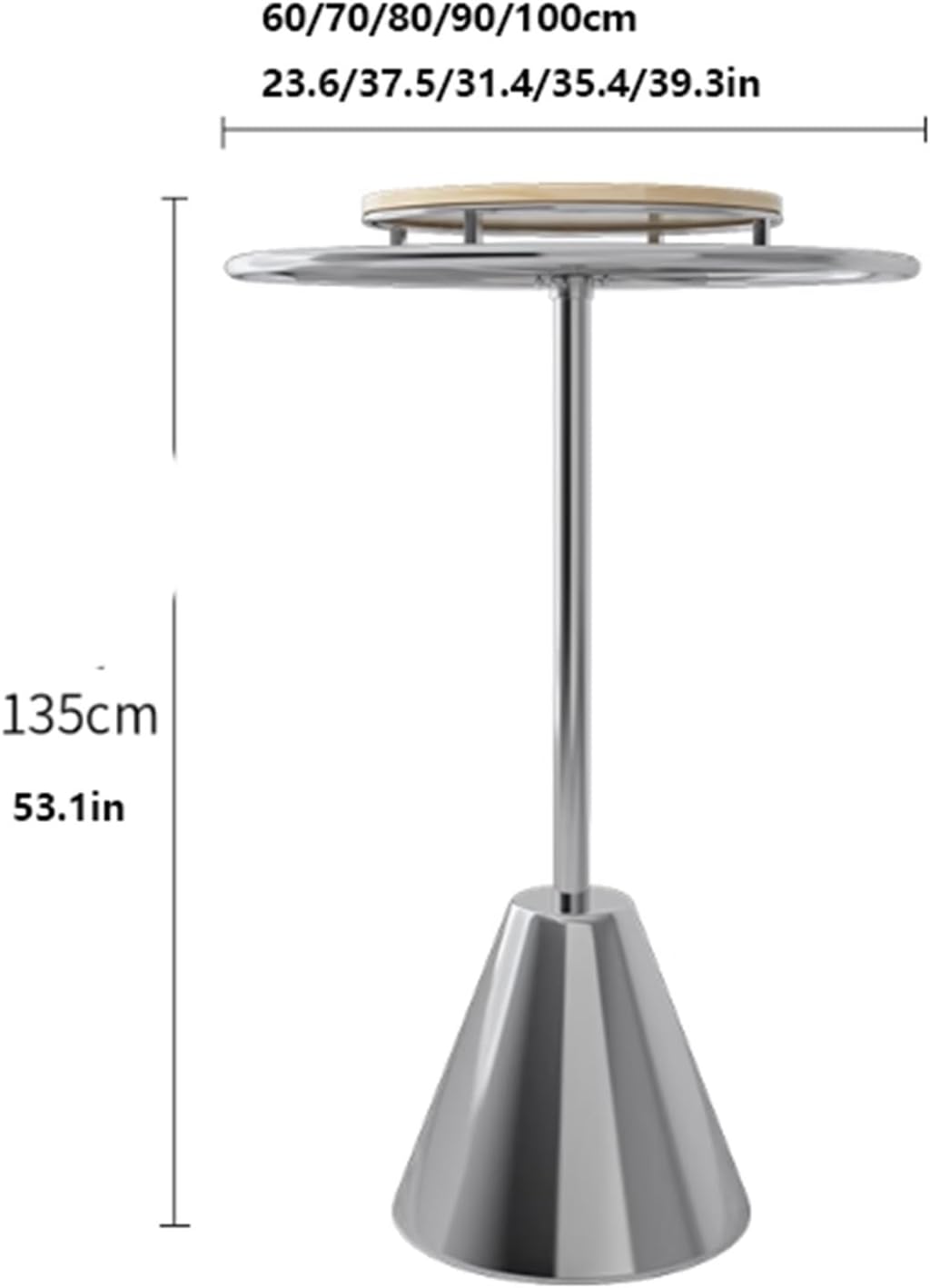Round Garment Rack with Base, Metal, Commercial Clothes Display Stand, Heavy Duty, for Retail Boutiques Home, Laundry Room, 135cm/53in(Black,80 * 135cm)