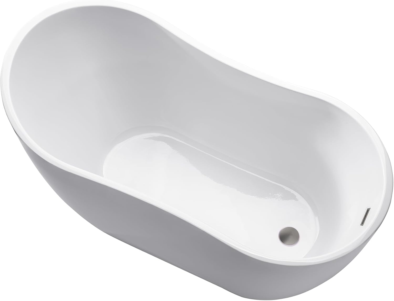 Vanity Art 54 X 28 Inch White Acrylic Freestanding Bathtub | Contemporary Design Soaking Tub with Pop-up Drain and Slotted Overflow Included, UPC Certified VA6525-BN