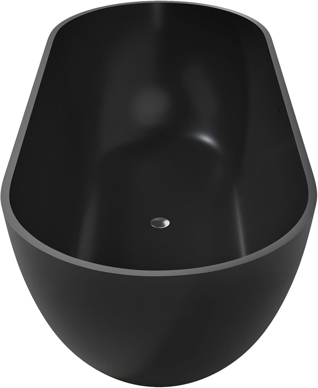 Oval 69' Freestanding Tub, Solid Surface Bathtub Matte Black | Stone Resin, Overflow and Pop up Drain, Solid Surface Bathroom Soaking Tub, Cupc Certified, Contemporary