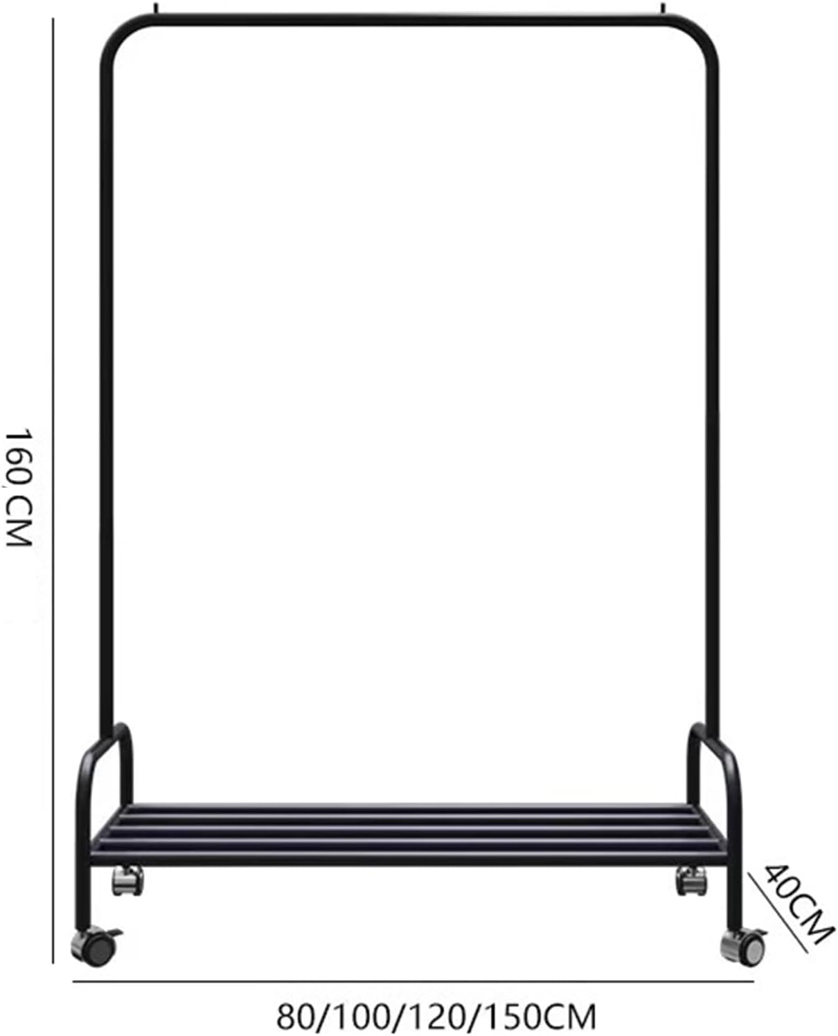 Heavy duty Garment rack Rolling Clothing Rack, Space-Saving Clothes Rack on Wheels, Portable Hanging Storage Organizer with Shelves, Sturdy stainless steel Garment Rack for Home and Business ( 120X40