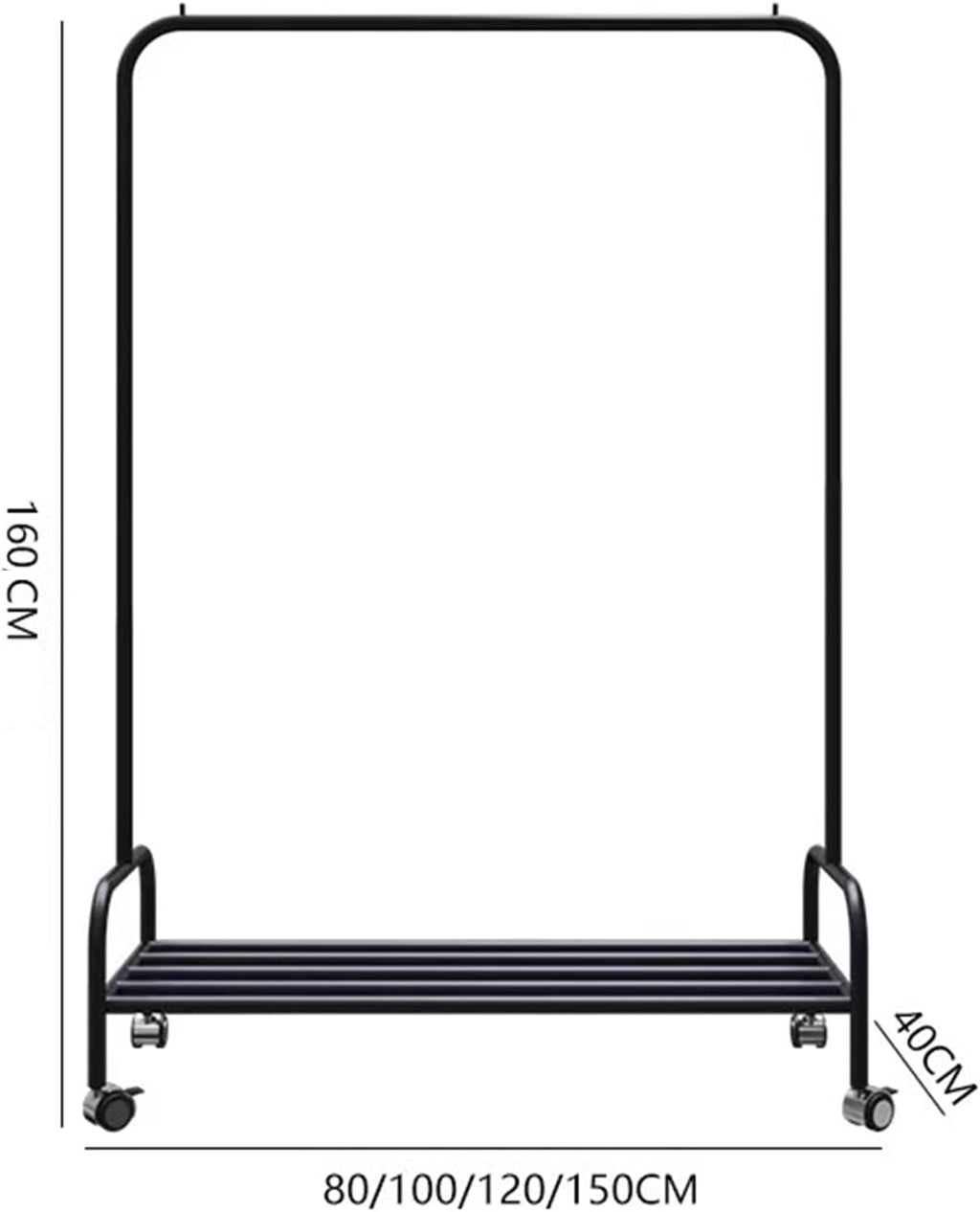 Heavy duty Garment rack Rolling Clothing Rack, Space-Saving Clothes Rack on Wheels, Portable Hanging Storage Organizer with Shelves, Sturdy stainless steel Garment Rack for Home and Business ( 80X40X