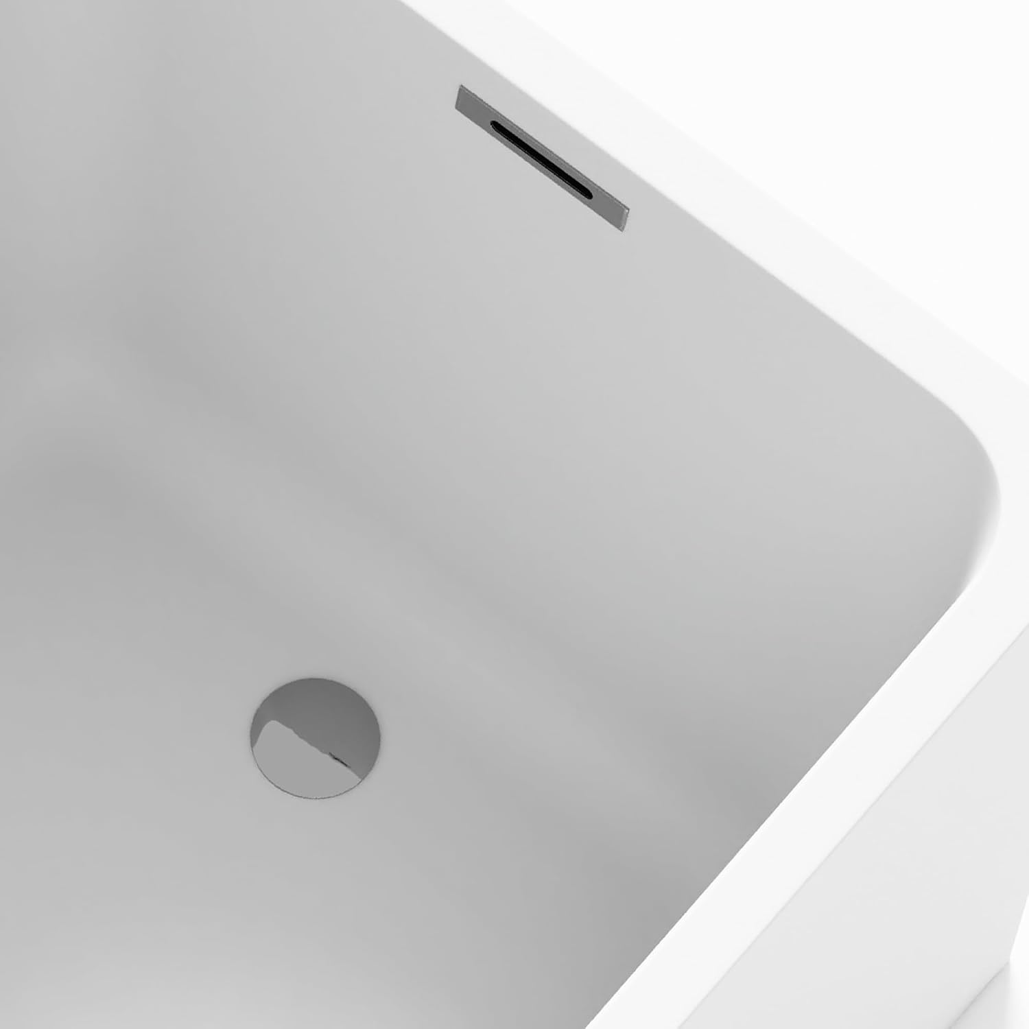 CASAINC 43' Acrylic Freestanding Bathtub, Spacious Rectangle Shape Soaking Tub, Soaking Stand Alone Tub with Chrome Overflow and Pop Up Drain, Gloss White