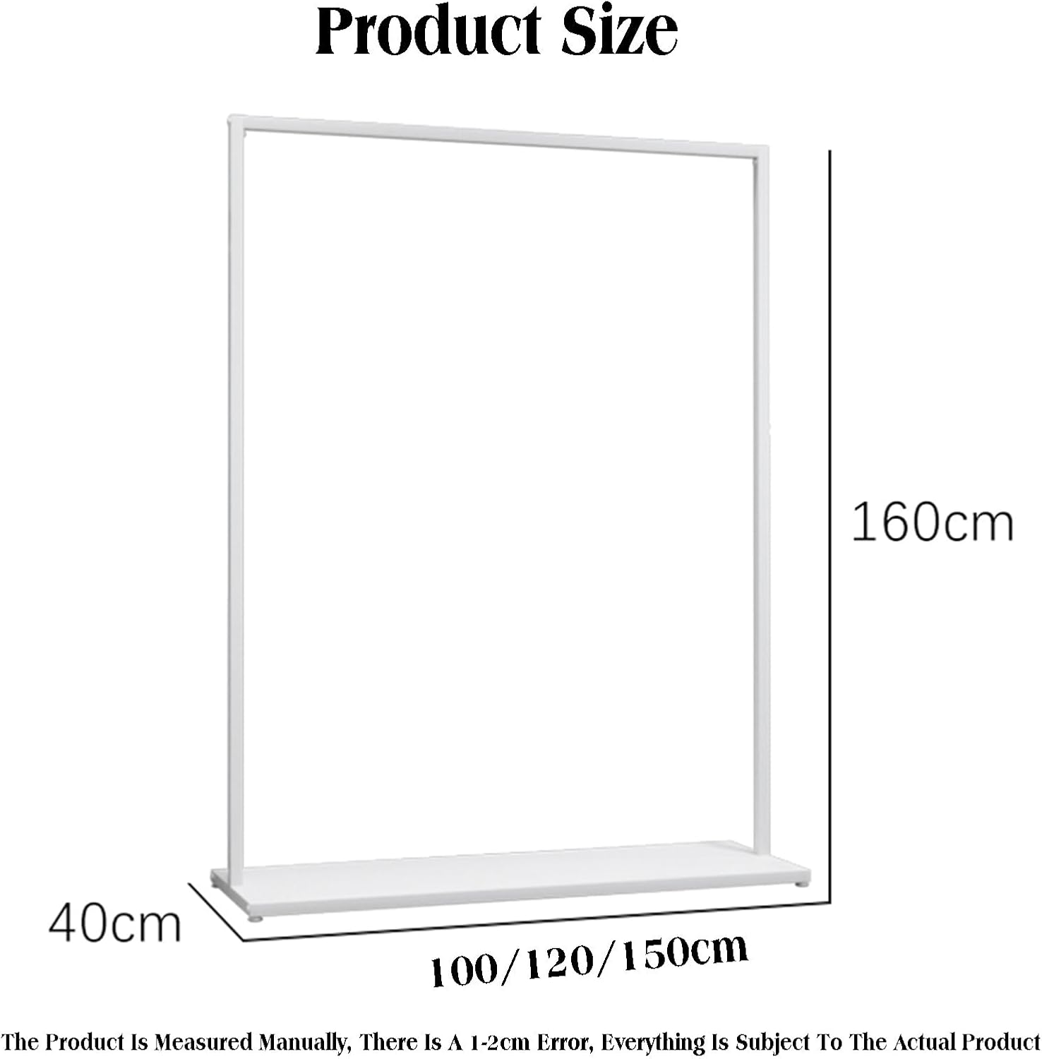 Freestanding Garment Rack Heavy Duty，outique Clothing Stand with 1 Tier Storage Shelves,Easy Assembly for Hanging Clothes(120x40x160cm)