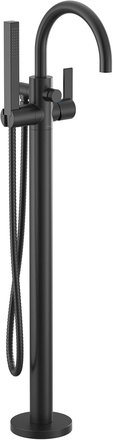 Moen 615BL Cia One Handle Freestanding Floor Mount Tub Filler with Hand Shower, Matte Black