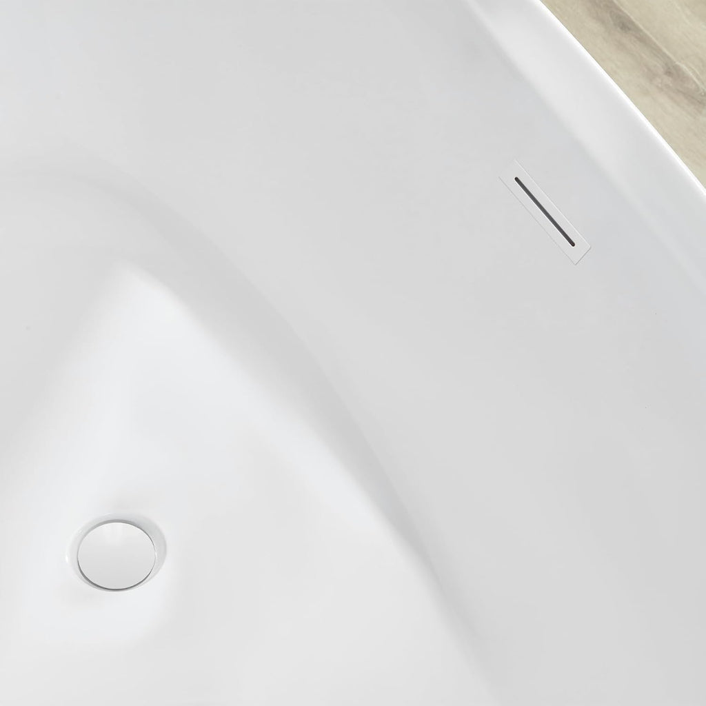 HomeBeyond 71 Inch Free Standing Bathtub | Acrylic Freestanding Bathtub Soaking Tub, Modern Bathroom Stand Alone Tub Suitable for 1-2 Person Bathing, with Pop-up Drain Overflow