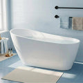 67 Inch Freestanding Acrylic Bathtub, Modern Soaking Tub with Chrome Overflow & Drain, CUPC Certified, Deep Soaking Design for Luxurious Spa Experience, Contemporary Bathroom Centerpiece