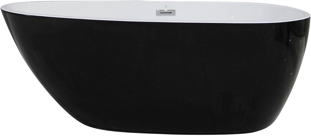 ALFI brand AB8862 59 inch Black & White Oval Acrylic Free Standing Soaking Bathtub