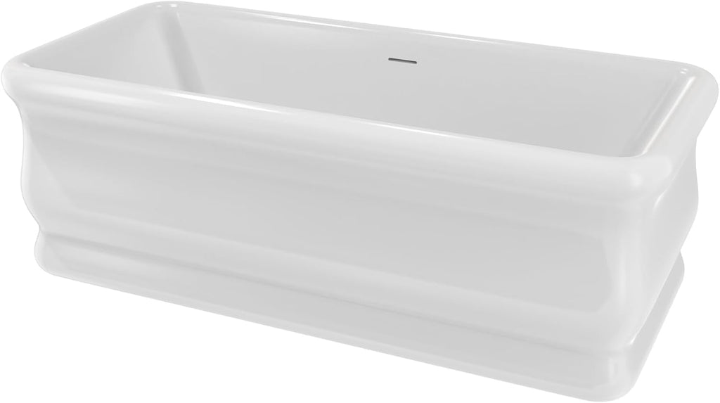 Crest 59 in. L x 31-1/2 in. W x 23-5/8 in. H Freestanding Acrylic Bathtub, Brushed Brass Drain