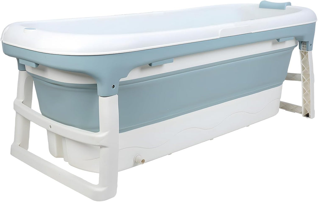 Portable Bathtub, 58/56/50/46 Inch Collapsible Bathtub, Freestanding Foldable Bath Tub for Adults, Folding Tub for Shower, Hot Bath, Ice Bath Blue-B-130cm