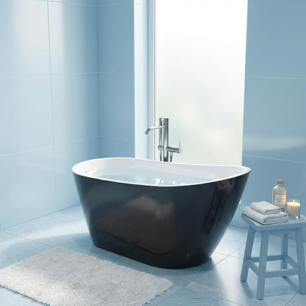 67 Inch Freestanding Acrylic Bathtub, Modern Soaking Tub with Chrome Overflow & Drain, CUPC Certified, Deep Soaking Design for Luxurious Spa Experience, Contemporary Bathroom Centerpiece