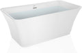 Empava 59' Luxury Freestanding Acrylic Soaking SPA Tub Modern Stand Alone Bathtubs with Custom Contemporary Design , 59 Inch, White