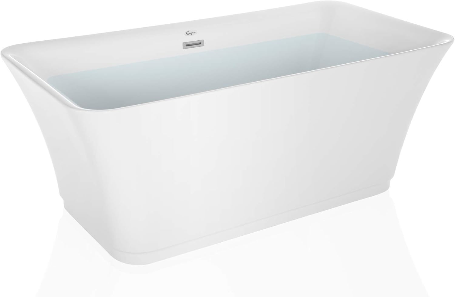 Empava 59' Luxury Freestanding Acrylic Soaking SPA Tub Modern Stand Alone Bathtubs with Custom Contemporary Design , 59 Inch, White