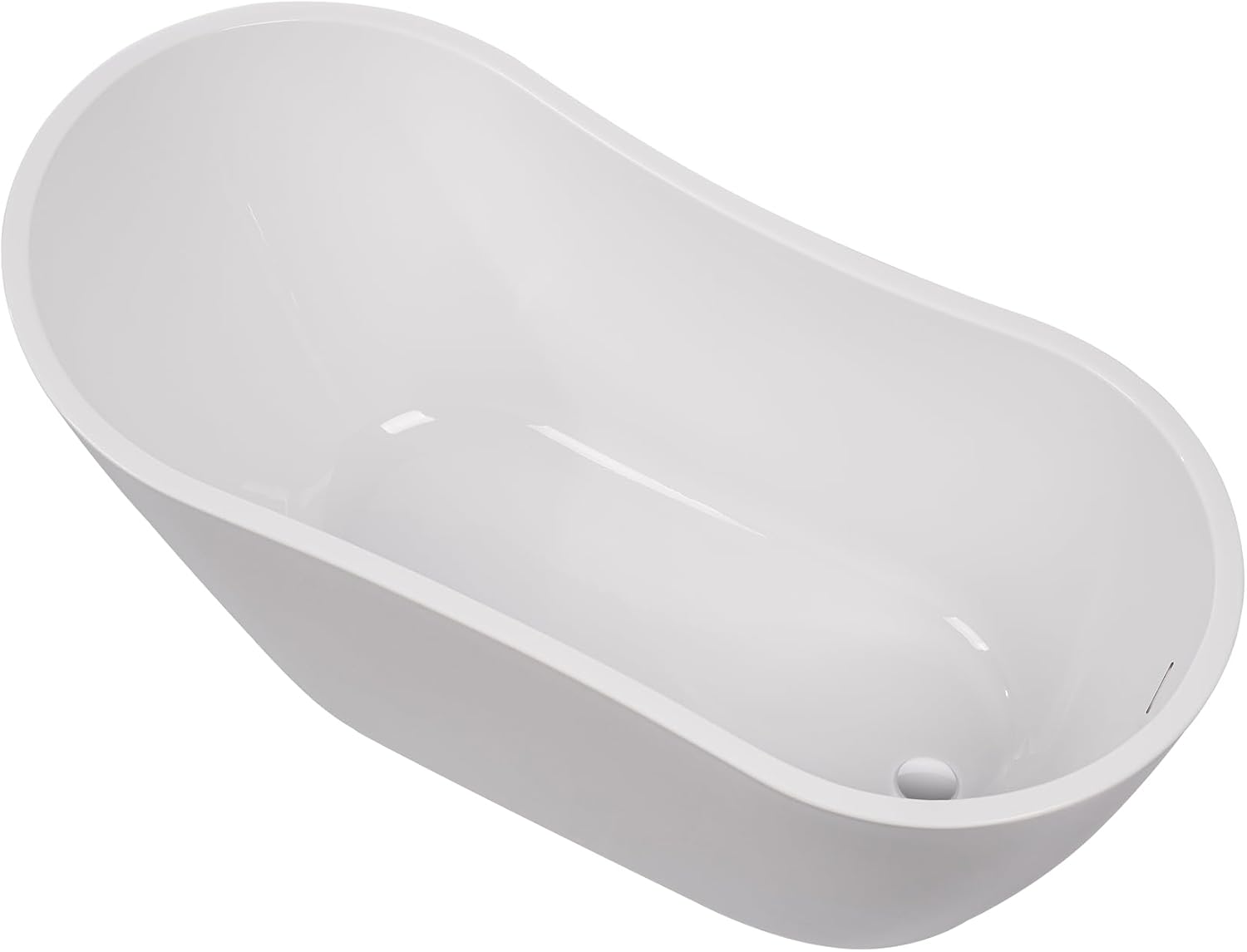 Vanity Art 55 x 28 Inch White Acrylic Freestanding Bathtub | Contemporary Design Soaking Tub with Pop-up Drain and Overflow Included, UPC Certified, VA6531-IO