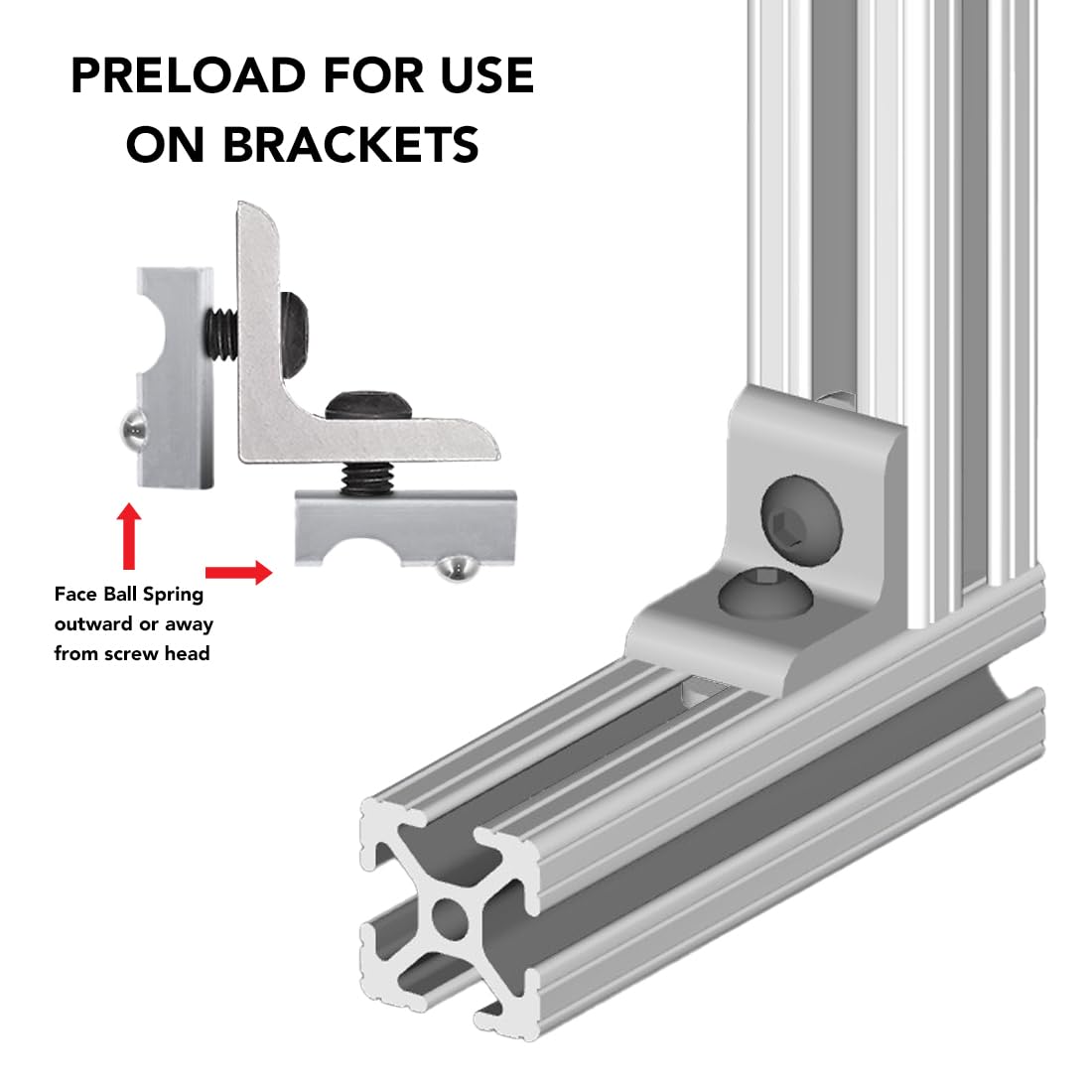 8020, 13034, 15 40 Series M8 x 1.25 Steel Self Aligning Roll in T-Nut with Ball Spring - T Slot Accessories for 80/20 Aluminum Extrusion - Hardware Nuts (100 Pack)