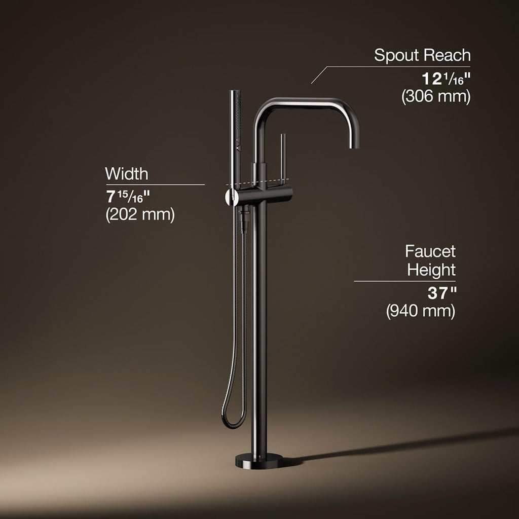 Kohler K-T97328-4-TT Purist Floor-mount bath filler trim with handshower, Vibrant Titanium