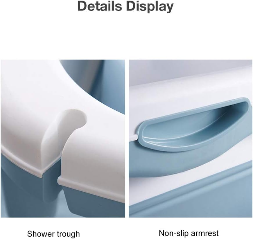 Foldable Bathtub Portable Bathroom Hot Tub for Adults Baby Toddlers, Soaking Tub in Shower Stall SPA Bath Basket，Double Drains, PP and TPE Material, 10kg (Color : Blue, Size : with lid)