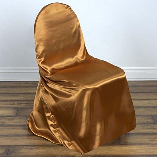 Tableclothsfactory 50pcs Gold Silky Satin Universal Chair Covers Fits All Type of Chairs Event Dinning Slipcover for Wedding Party Banquet