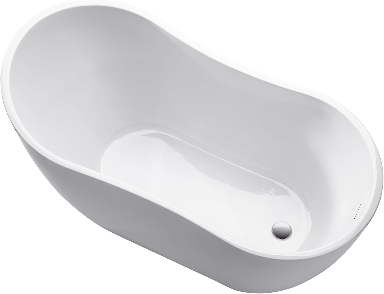 Vanity Art 54 X 28 Inch White Acrylic Freestanding Bathtub | Contemporary Design Soaking Tub with Pop-up Drain and Slotted Overflow Included, UPC Certified VA6525
