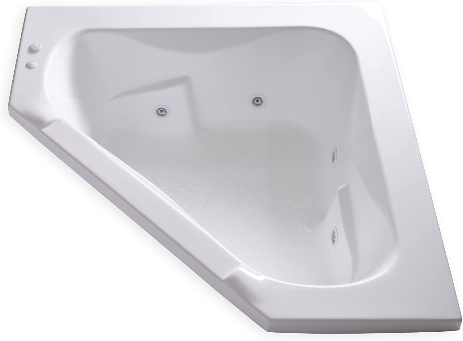 Carver Tubs - CT6060 - Modern Fiberglass Whirlpool Water Massage Two Person Bathtub, w/ 6 Jets - White Triangle Two Person Acrylic Bath Tub - Deep Relaxing Soak - 60'L x 60'W x 19.5'H