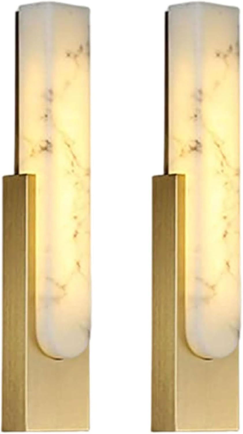 Modern Dimmable Wall Lamp Bedroom Sconces Imitation Marble Wall Lights Hardwired Bedside Wall Lamps Built-in LED for Living Room Porch Farmhouse Light Fixture Wall Decor Set of 2