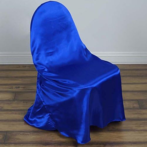 Tableclothsfactory 50pcs Royal Blue Silky Satin Universal Chair Covers Fits All Type of Chairs Event Dinning Slipcover for Wedding Party