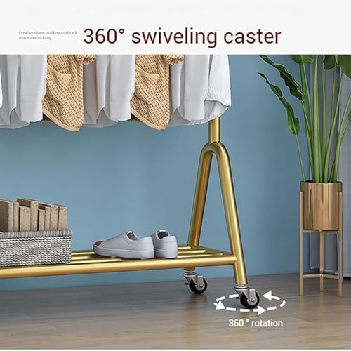 Heavy Duty Rolling Garment Rack with Shelves - Mobile Closet Organizer for Clothes, Dresses, and Accessories - Perfect for Storage in Bedrooms and Retail Spaces