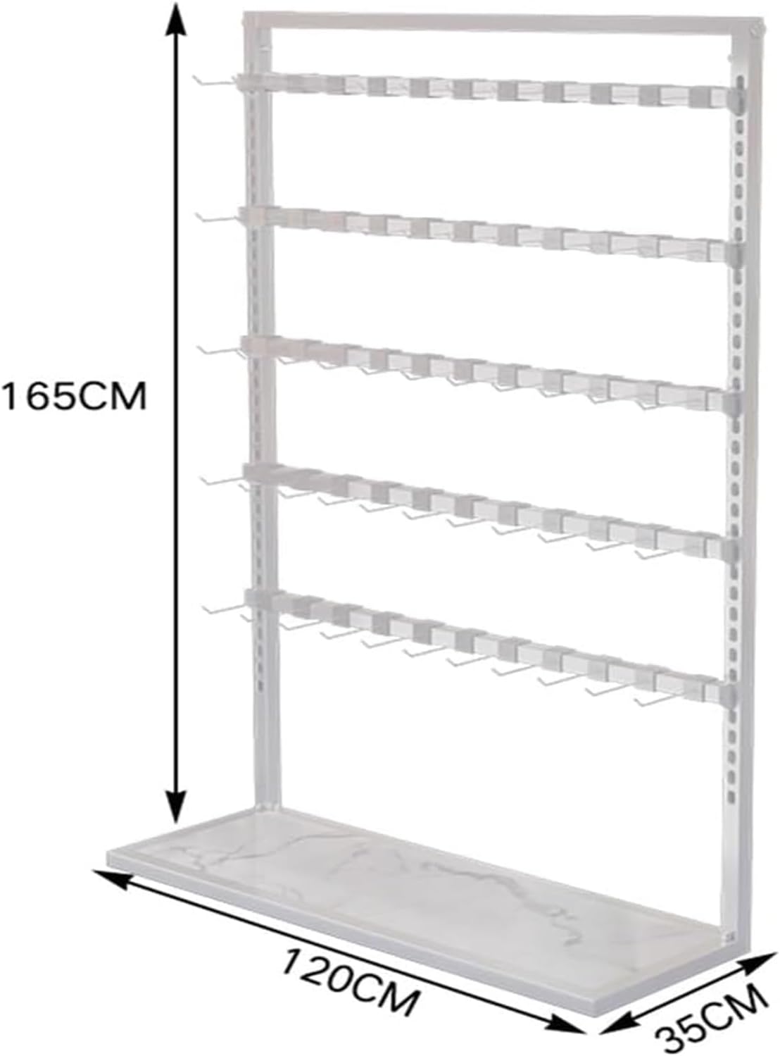Clothes Rail Garment Rack Floor-Standing Bra Rack, Double Sided Underwear Panty Shorts Display Stand, Boutiques Clothing Retail Store Freestanding Metal Storage,White-80x35x135cm