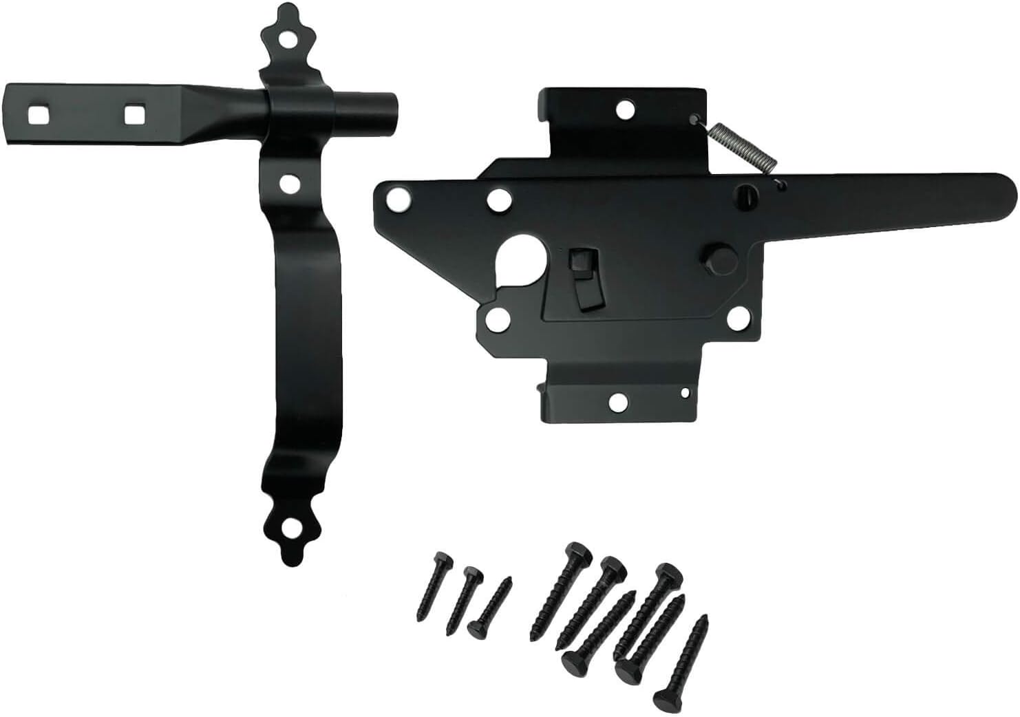Black Western Style Wood Fence, Single Gate Kit, 8' Strap Gate Hinges, Gate Latch Opens from Both Sides - CASE Qty 6