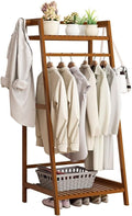Floor-Standing Solid Wood Rotating Coat Rack，Bamboo Freestanding Clothing Rack with Hanging Rod - Stylish Garment Stand for Bedroom & Hallway - Trapezoid Design for Open Wardrobe Storage Sol