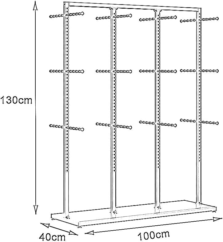 Freestanding Adjustable Clothing Display Rack for Socks, Lingerie & Underwear - Gold Floor-Standing Retail Shelves (130x40x130cm) - Boutique Store Solution