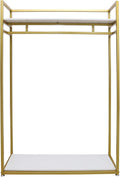 Gold Clothes Rack, Metal Freestanding Garment Rack Clothes Display Storage Stand Wardrobe Closet for Hanging Clothes Heavy Duty Garment Rack for Bedroom Closet Clothes Or Retail