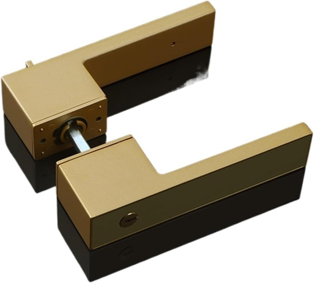Door Lock Indoor Door Magnetic Suction Lock Bedroom Door Quiet Solid Wood Ecological Modern Grey Household Universal Handle(Gold. - with a Key)