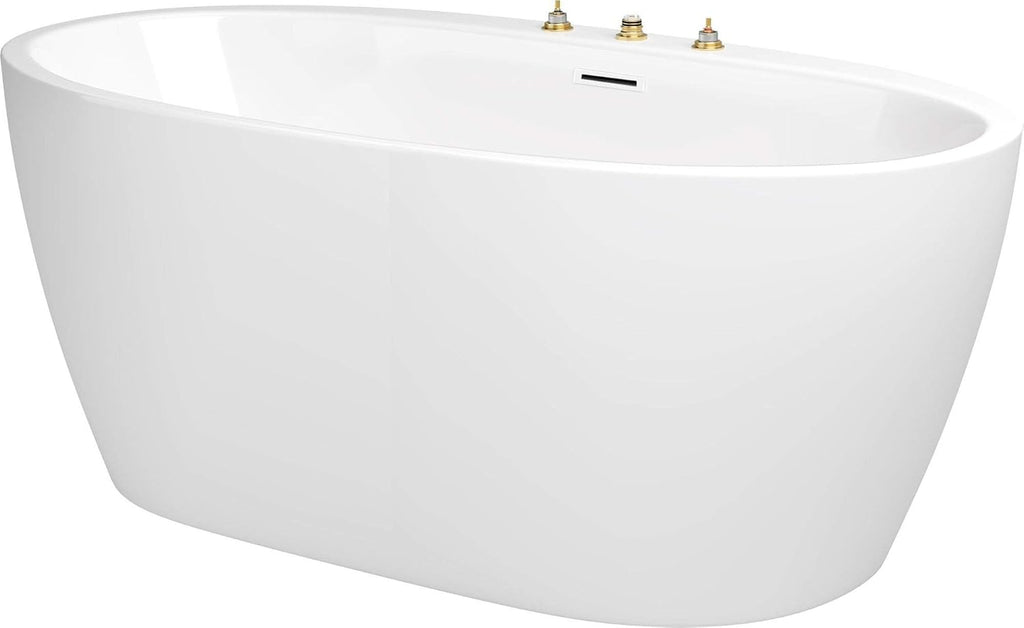 PROFLO PFFSOI5931 Cornwall 59' Free Standing Acrylic Soaking Tub with Center Drain, Drain Assembly, and Overflow - White
