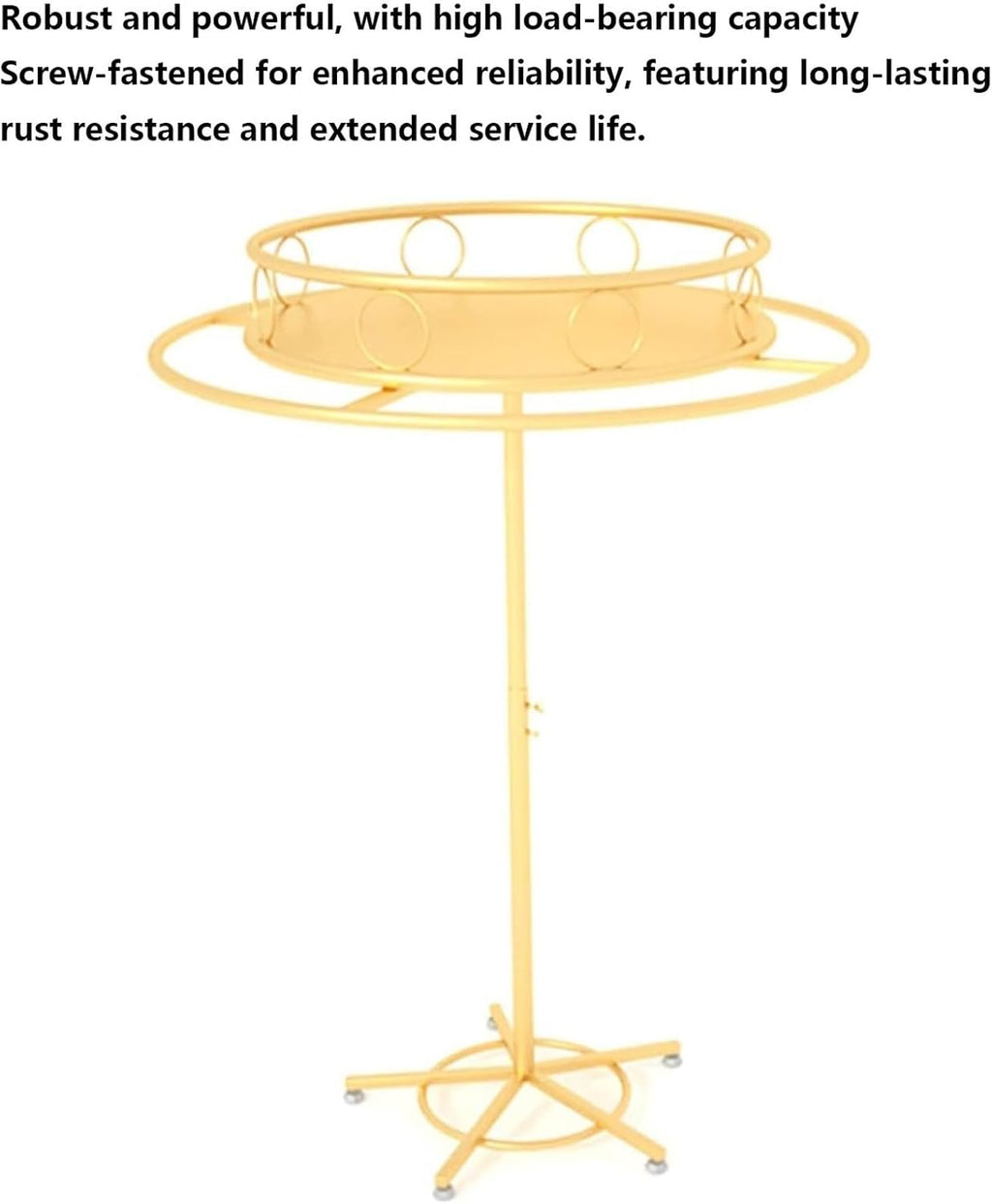 Commercial Rotating Garment Rack, Round, Floor Standing Clothing Stand, 360° Rotating Retail Display Shelf, Multi-Purpose, for Bedroom Boutique(Gold,50cm)