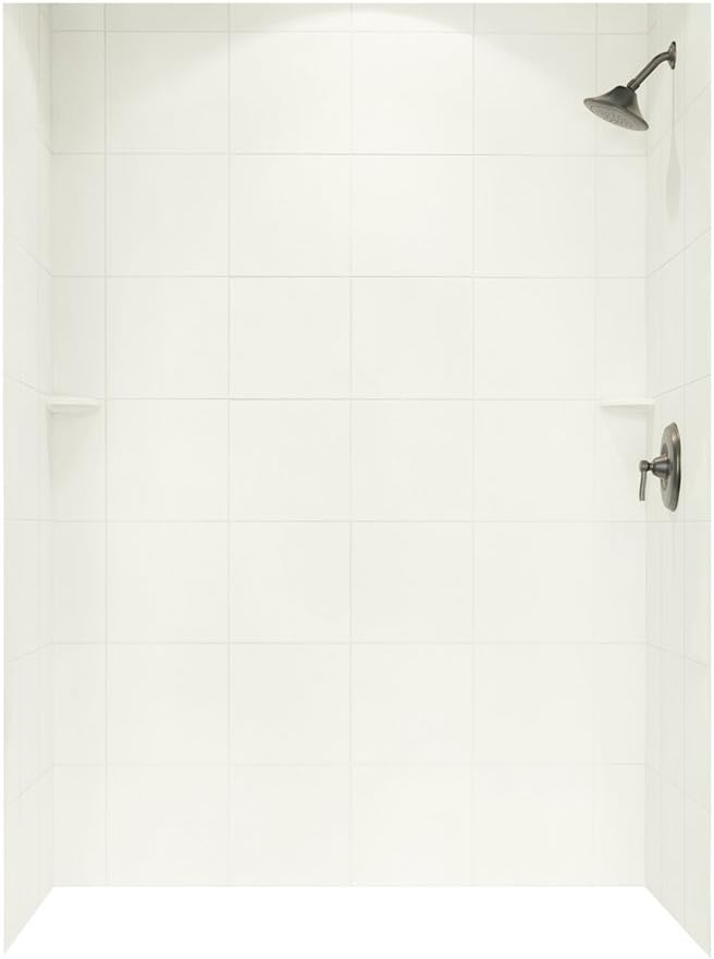 Swan SQMK963662.018 36-in L x 62-in W x 96-in H Solid Surface Shower Wall Kit, Bisque