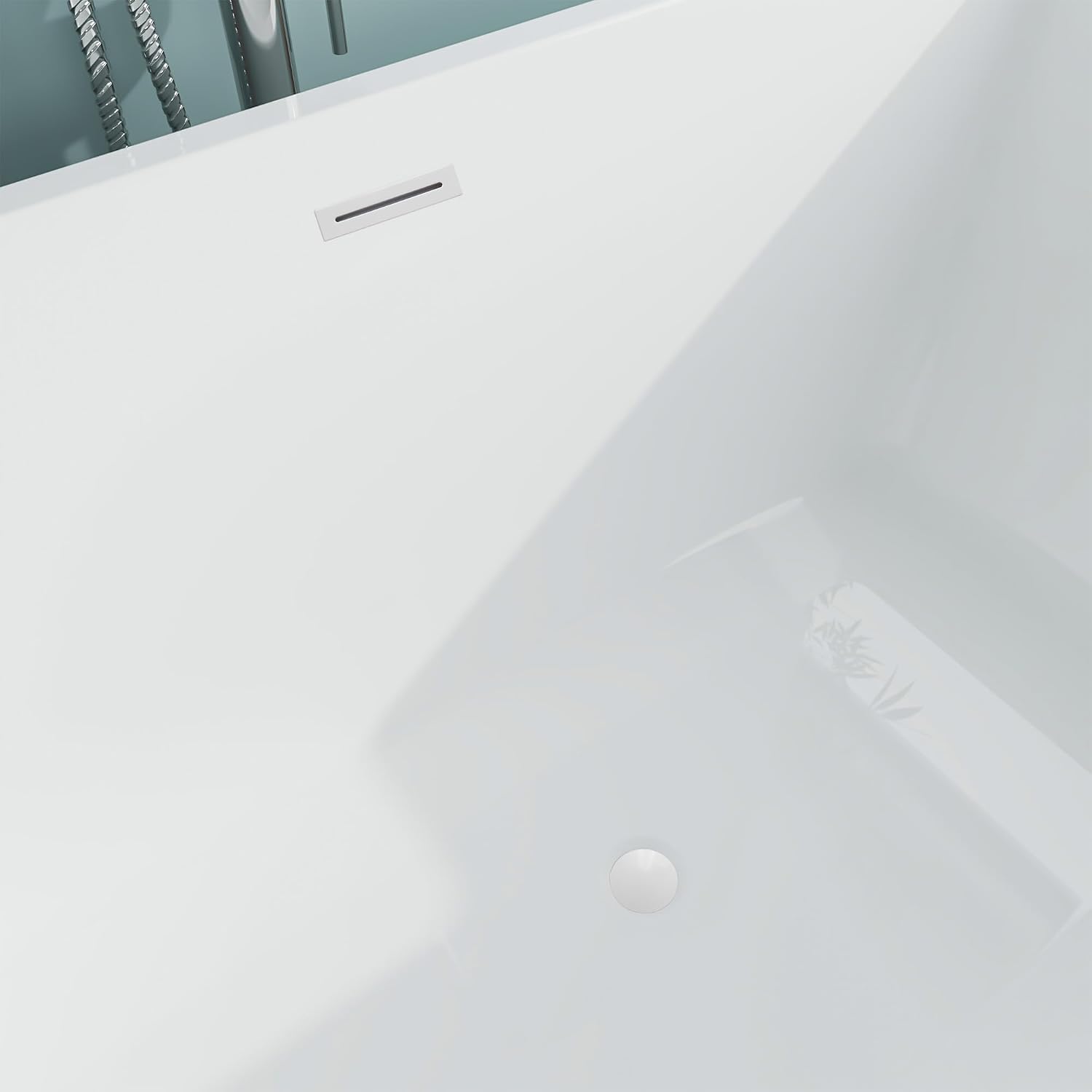 HomeBeyond 59 Inch Free Standing Bathtub | Acrylic Freestanding Soaking Tub deal for Spa-Like Baths, Modern Bathroom Stand Alone Tub Suitable for Couples, Singles, and Families, White