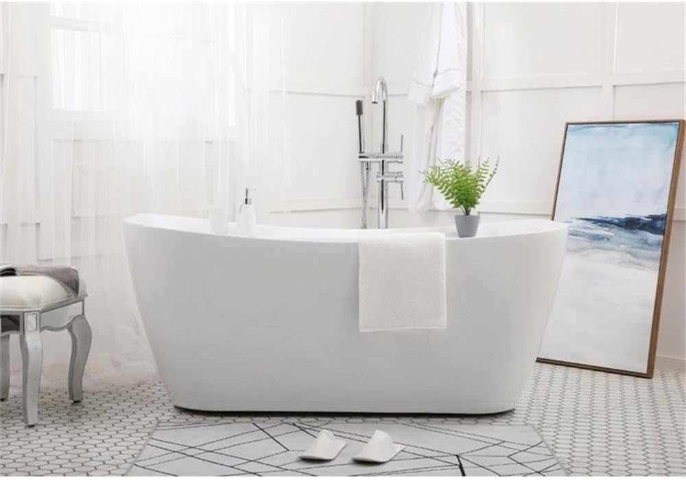Elegant Decor Indoor Modern 59 inch Soaking Bathtub in Glossy white - 59x30.7x25
