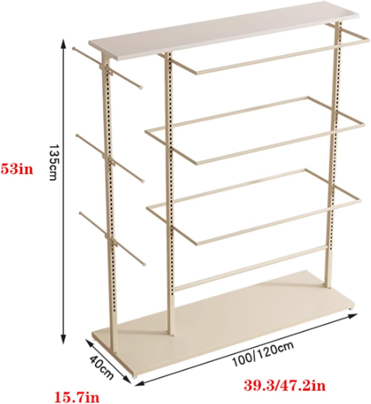 Metal Underwear Display Stand, Two-sided use, Lingerie Garment Rack, Retail Sock Show shelves, Supermarkets Commercial Clothing Store Shelf, for Bras, Shorts, Hats(A,100 * 40 * 135cm)