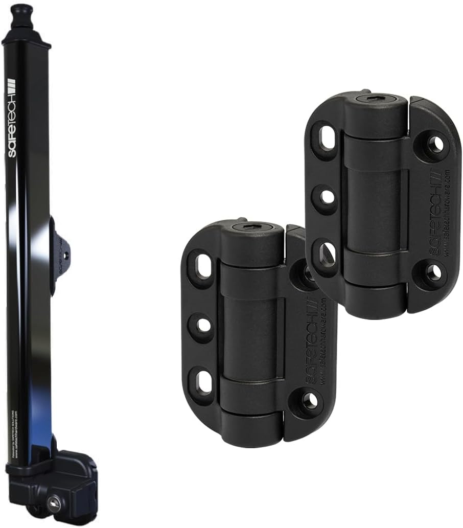 Safetech Hardware 22-Inch Push Lock Magnetic Top Pull Pool Gate Latch (SL-50H) & TopKlik Gate Hinges Bundle