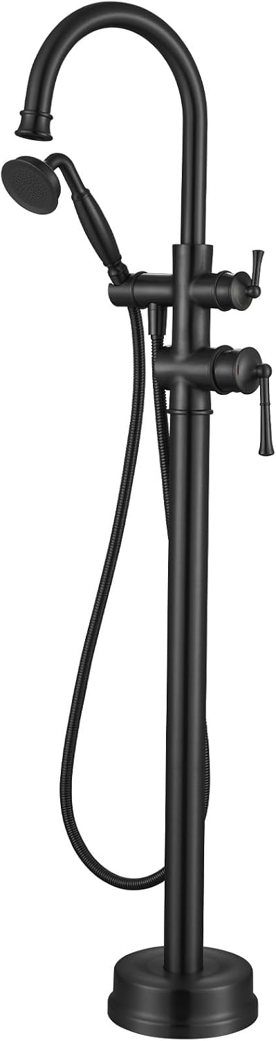 Free Standing Tub Faucet, Antique, Matte Black (B2311-BK) | H59-1 Premium Solid Brass, High Flow 6.6 GPM, Elegant & Vintage Styling