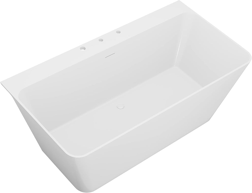ANZZI Freestanding Tub 59,' Acrylic, Modern Stand Alone Soaking Tub, Built In Drain and Overflow, Free Standing Tub with Pre-drilled Faucet Holes, Series (FT-AZ114-59)