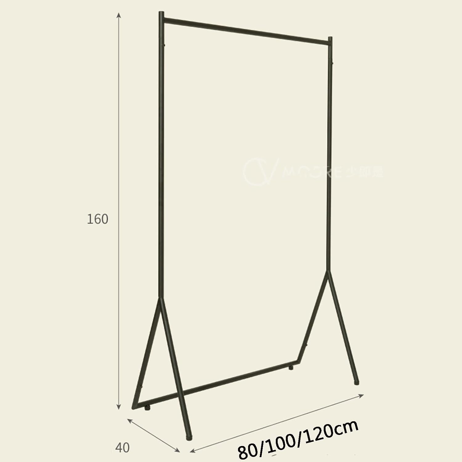 Garment Rack Floor-Standing Metal Clothing Rack Commercial Grade Heavy Duty Clothes Rails Freestanding Garment Rack for Bedroom and Living Room Easy to Assemble Coat Rack, Black(Size:120x40x160CM)