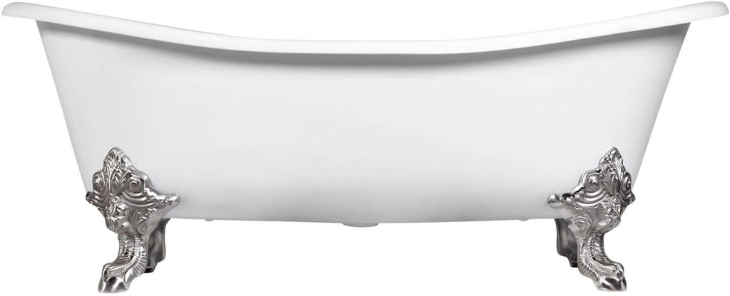Signature Hardware 445030 Lena 72' Cast Iron Soaking Clawfoot Tub with Pre-Drilled Overflow Hole