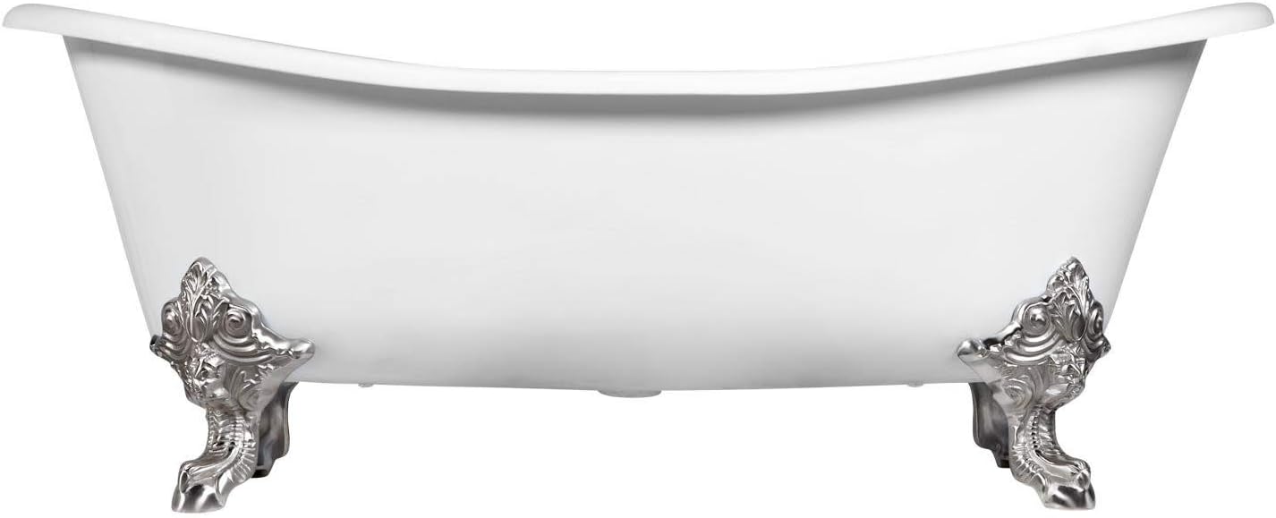 Signature Hardware 445030 Lena 72' Cast Iron Soaking Clawfoot Tub with Pre-Drilled Overflow Hole