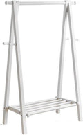 Bamboo Garment Rack Bamboo Small Clothes Rack,Bamboo Wood Garment Rack with Shelves, Narrow,Short Mini Cloth Racks for Hanging Clothes,Simple,Free Standing