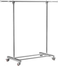 Steel Clothes Garment Rack with Wheels, Extendable Rod, Rolling Clothes Organizer with Storage Shelf, Clothing Rail on Wheels for Hanging Clothes, Load 176lbs