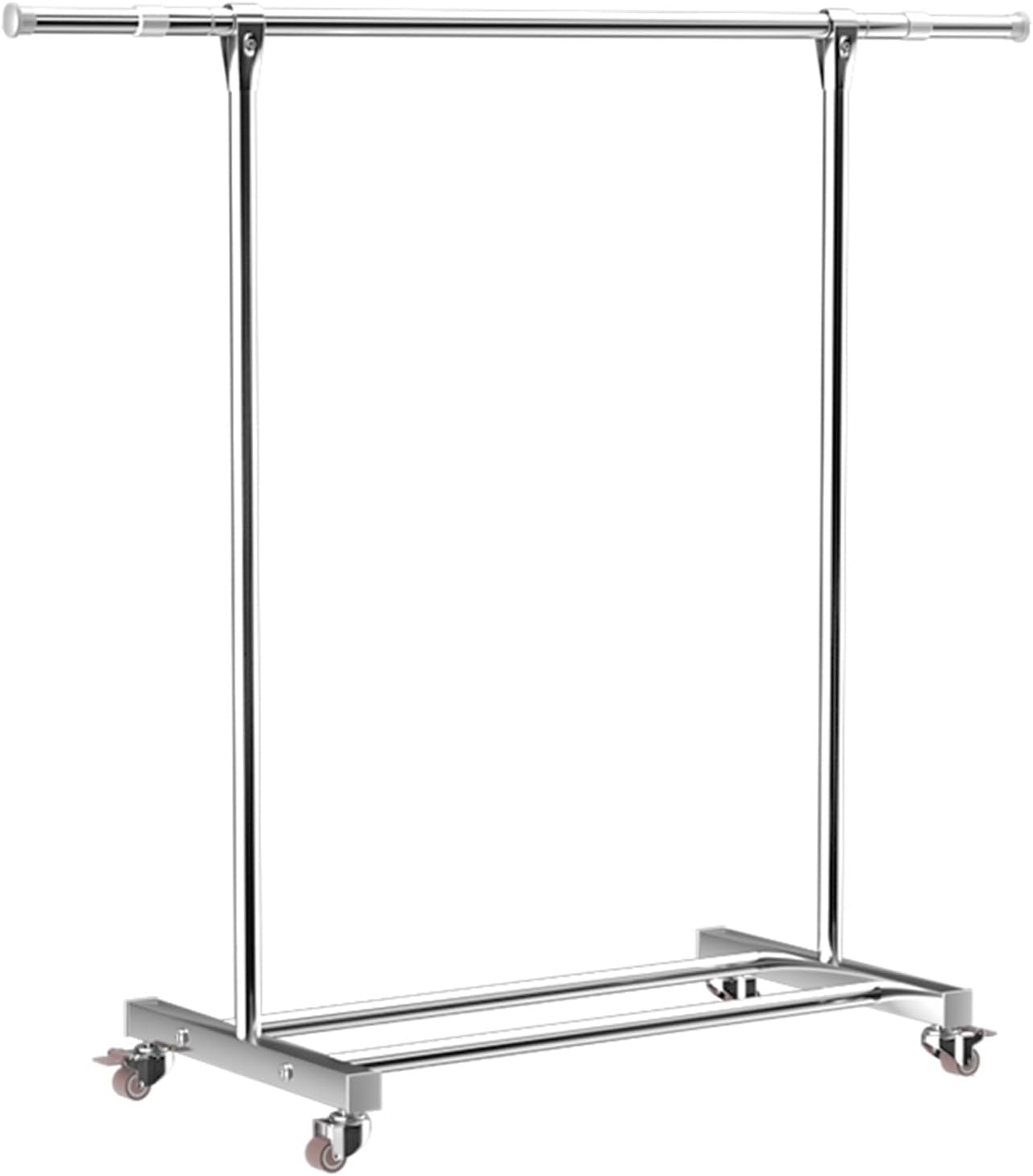Steel Clothes Garment Rack with Wheels, Extendable Rod, Rolling Clothes Organizer with Storage Shelf, Clothing Rail on Wheels for Hanging Clothes, Load 176lbs