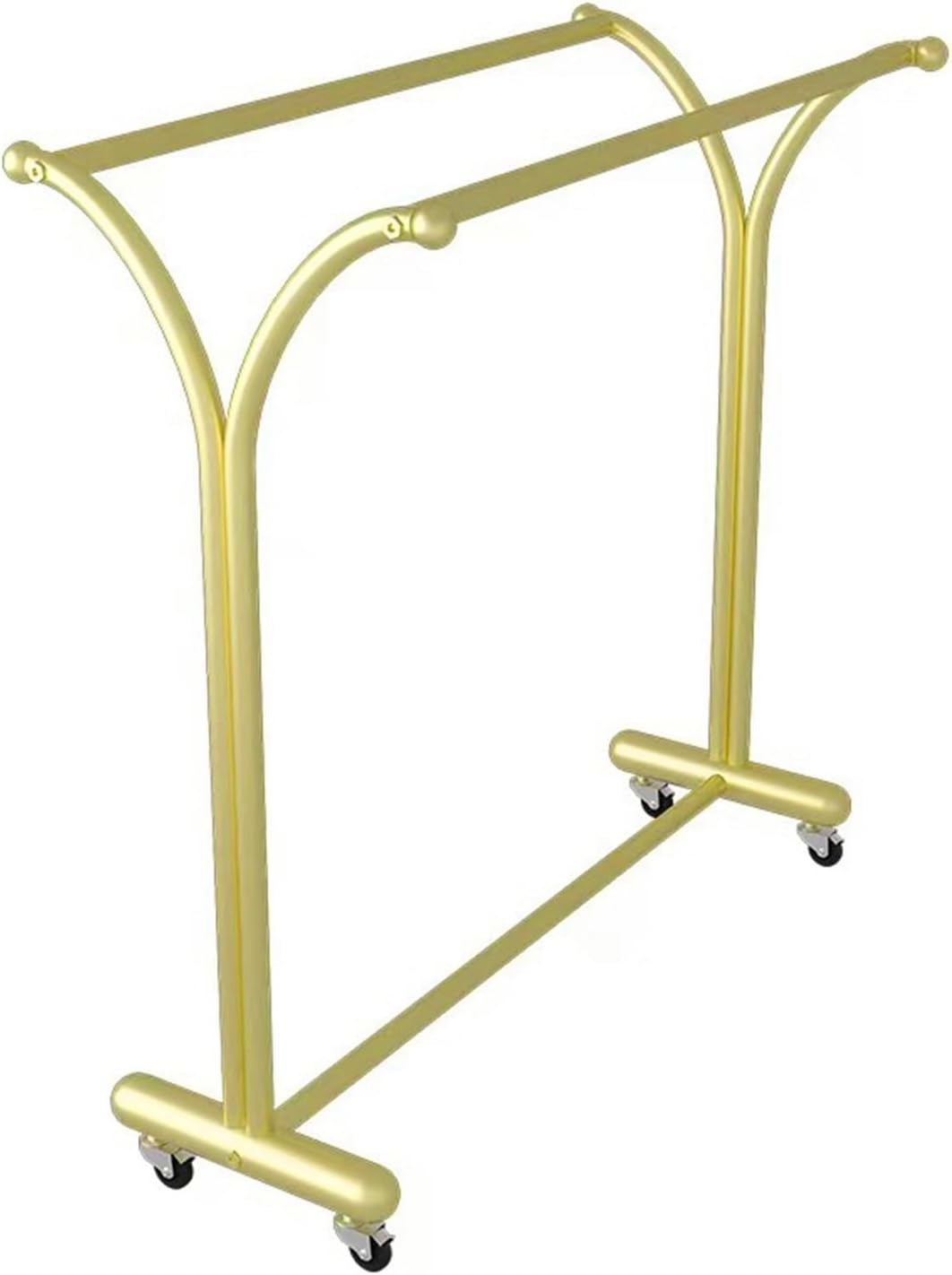 Heavy Duty Clothes Rack with Sturdy Wheels, Freestanding Metal Garment Rack for Hanging Clothes, Standing Rolling Clothing Rack for Retail Boutiques and Bedroom, Gold
