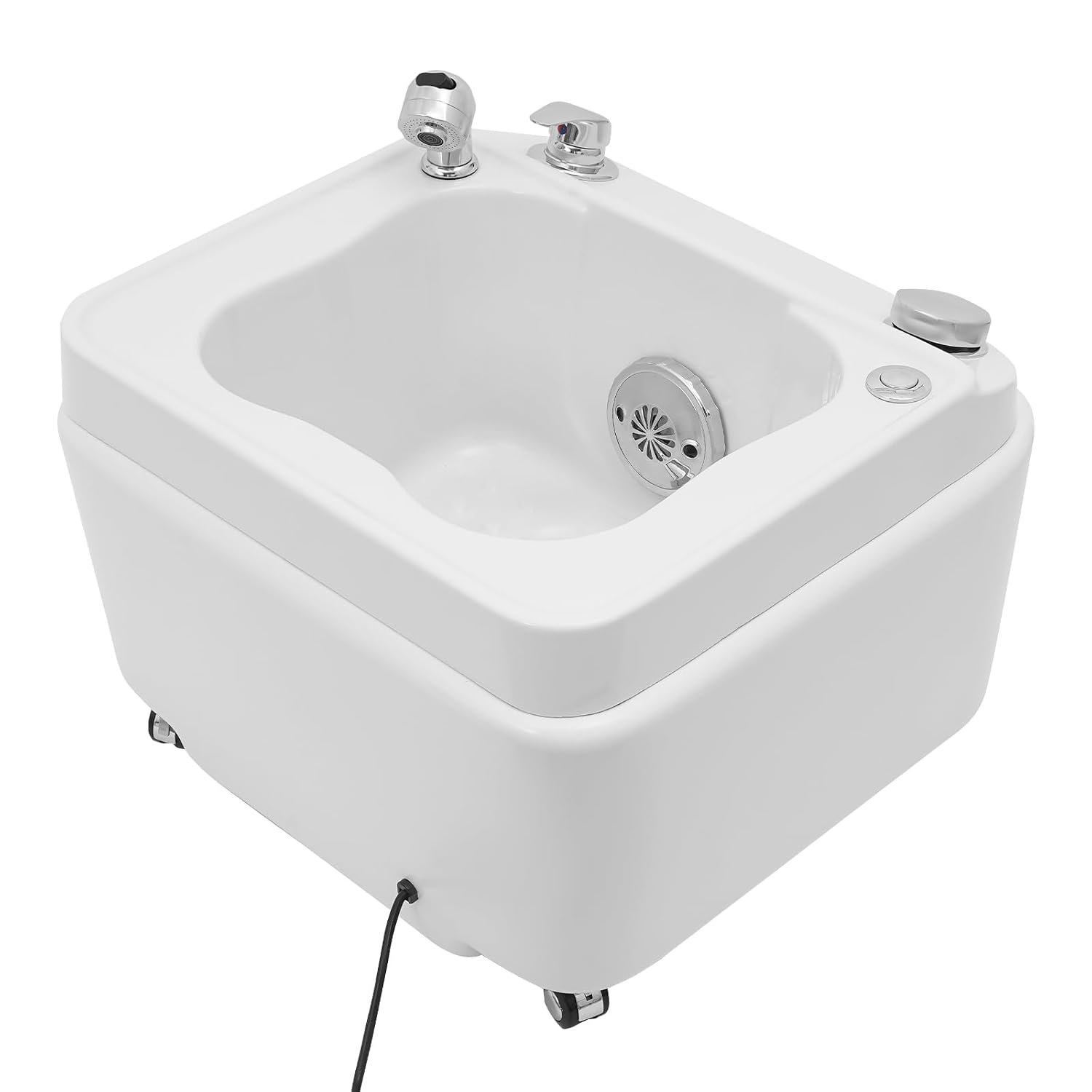 Foot Spa Bath Massager with Bubble, 55W Portable Electric Heated Foot Bath Tub with 7-Color LED Lights, Built-in Hand Shower, Drain Plug & Wheels for Home, Beauty Salons, Feet Stress Relief